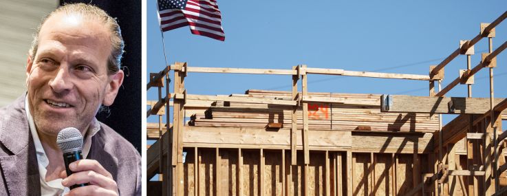 Primestor CEO Arturo Sneider and multifamily housing under construction in Los Angeles.