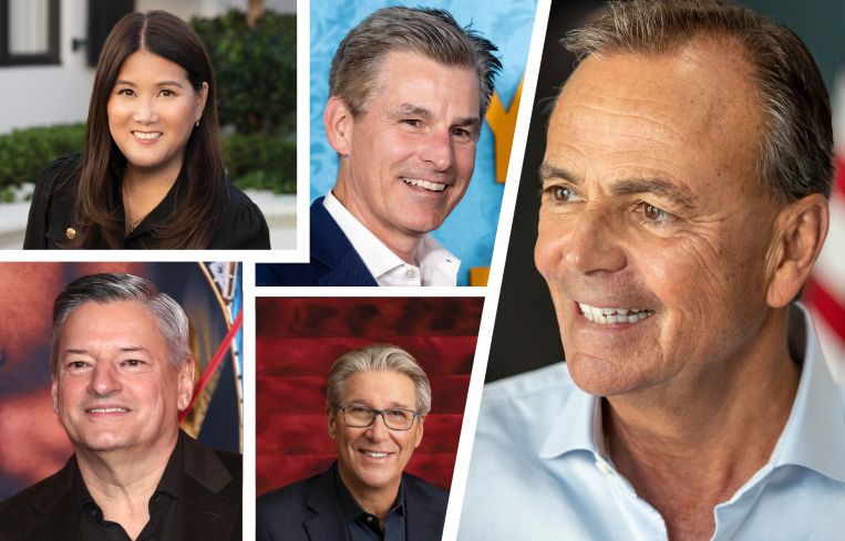 Corinne Verdery of Caruso, Ted Sarandos of Netflix, Mike Hopkins of Amazon, Andy Cohen of Gensler, and Rick Caruso of Caruso.
