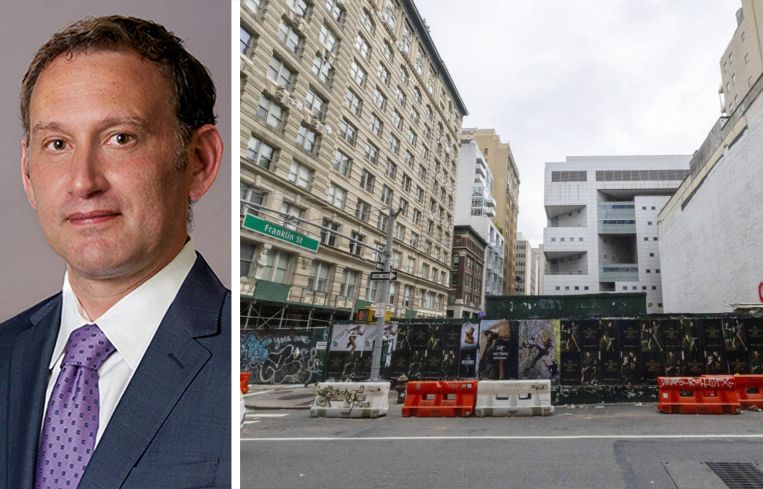 Eran Polack of HAP Investments and the empty lot at 65 Franklin Street.