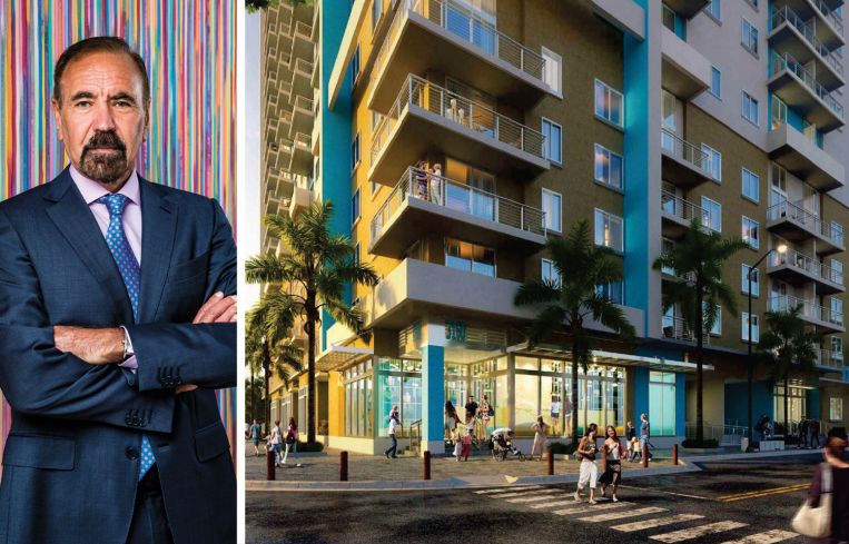 Related Group CEO and founder Jorge Pérez and a rendering of 3160 Mundy Street.