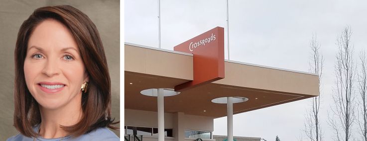 Blackstone Real Estate's Kathleen McCarthy and Nadeem Meghji, and Crossroads Shopping Center, Bellevue, Wash.
