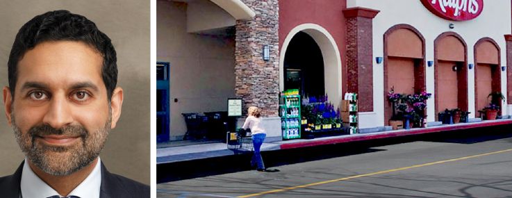 Kathleen McCarthy and Nadeem Meghji of Blackstone, and Peninsula Marketplace in Huntington Beach, Calif.
