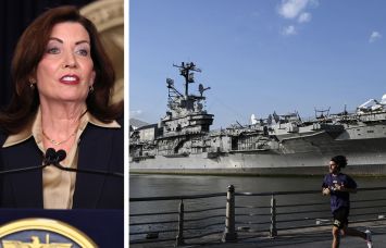 Gov. Kathy Hochul and the Intrepid Museum.