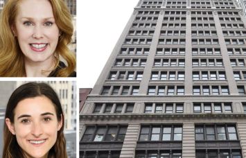 Denham Wolf Real Estate's Lauren Davis and Cameron Tuttle, and 44 West 28th Street.
