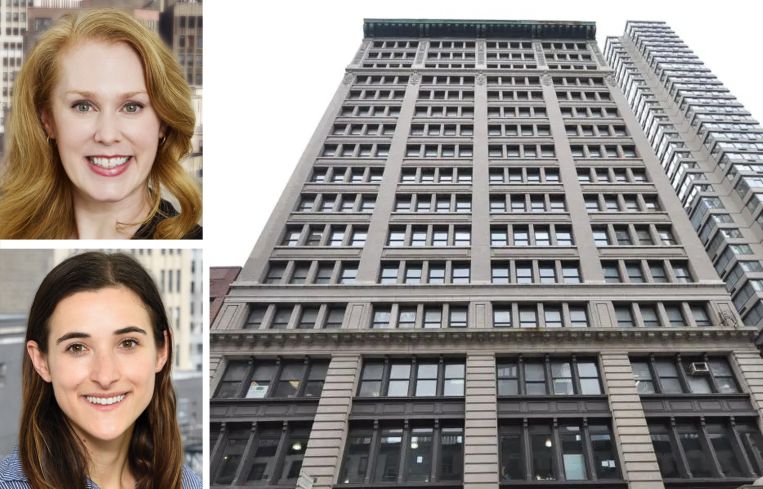 Denham Wolf Real Estate's Lauren Davis and Cameron Tuttle, and 44 West 28th Street.