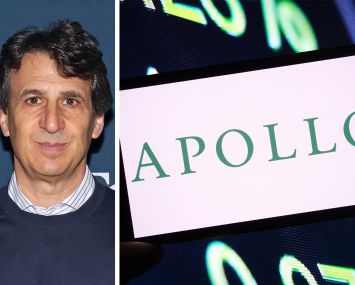 Marc Rowan, CEO of Apollo, and a photo illustration of Apollo's logo on cell phone.