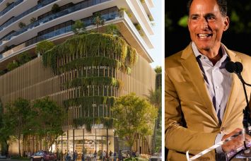 A rendering of 8300 Wilshire in Beverly Hills and Mario Palumbo Jr., managing partner of Millennium Partners.