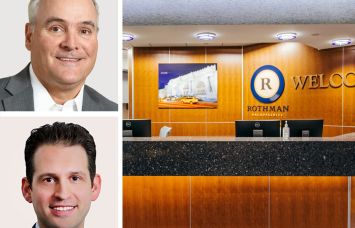 Michael Doetsch and Jonathan Marks of Cresa and the lobby of Rothman Orthopaedics at 645 Madison Avenue.