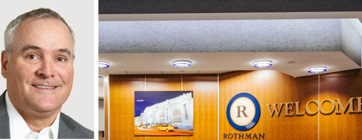 Michael Doetsch and Jonathan Marks of Cresa and the lobby of Rothman Orthopaedics at 645 Madison Avenue.