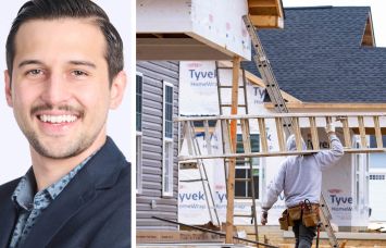 Michael Lucarelli, CEO of RentSpree, and homes under construction in Trappe, Md.