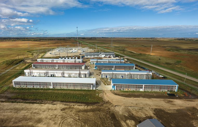 Aerial photo of a data centera in a remote location in Stutsman County, North Dakota.