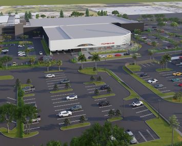 A rendering of the proposed expansion to Champion Porsche in Pompano Beach, Fla.