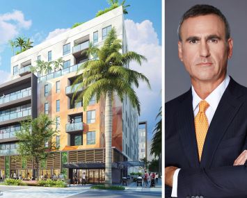 A rendering of Rainbow Village at 2000 NW Third Avenue, Miami, and Housing Trust Group President and CEO Matthew Rieger.