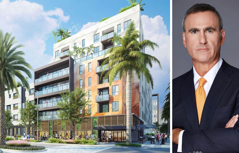 A rendering of Rainbow Village at 2000 NW Third Avenue, Miami, and Housing Trust Group President and CEO Matthew Rieger.