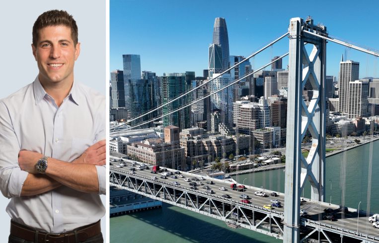 Ryan Masiello, co-founder at VTS, and the San Francisco skyline.