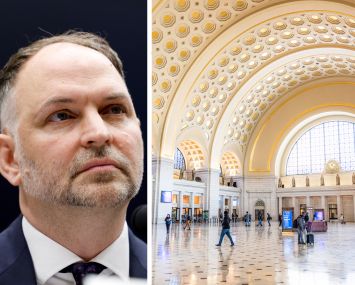 Amtrak CEO Stephen Gardner and Union Station in Washington, D.C.