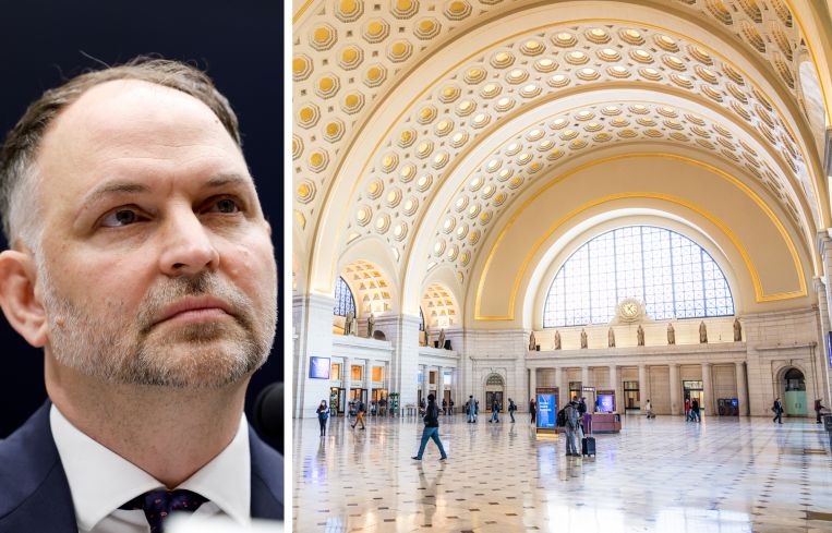 Amtrak CEO Stephen Gardner and Union Station in Washington, D.C.