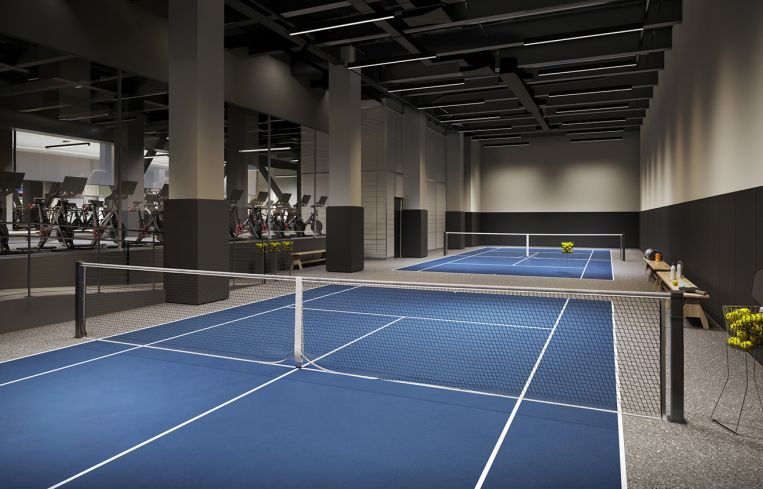 A pickleball court at 25 Water Street.