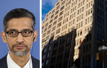 Alphabet CEO Sundar Pichai and 345 Hudson Street.