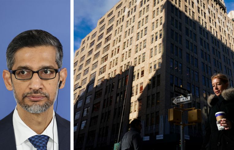 Alphabet CEO Sundar Pichai and 345 Hudson Street.