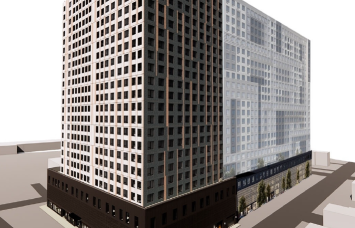 A rendering for the multifamily project at 94-15 Sutphin Boulevard in Jamaica, Queens. 