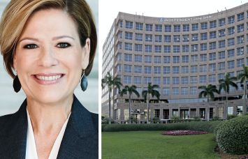 Tere Blanca, founder of Blanca Commercial Real Estate, and 5200 Waterford District Drive.