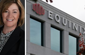 Equinix President and EO Adaire Fox-Martin and an Equinix property.