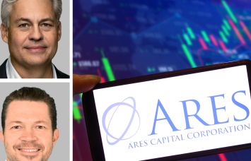 Ares Capital CEO Kipp DeVeer, co-President Kort Schnabel, and an Ares Capital logo.