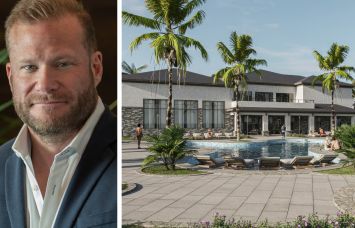 A. David Lynd, CEO of Lynd Group, and a rendering of the Villas at Tuttle Royale clubhouse.