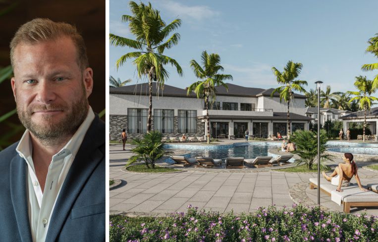 A. David Lynd, CEO of Lynd Group, and a rendering of the Villas at Tuttle Royale clubhouse.