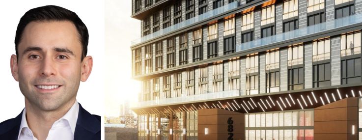Aaron Krawitz of Bravo Property Trust and a rendering of 682 Route 440, Jersey City, N.J.