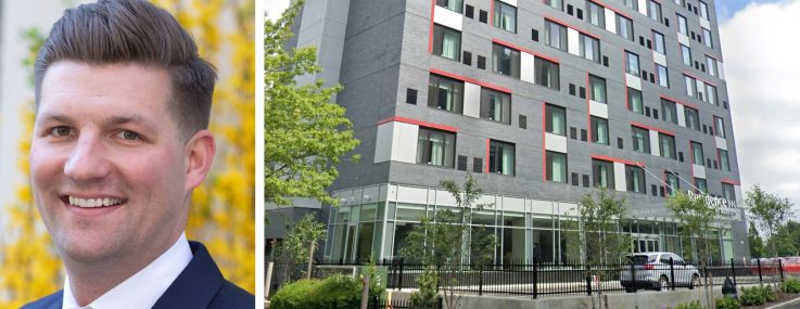 RIPCO Real Estate's Adam Hakim and James Murad, and a Residence Inn by Marriott at142-30 135th Avenue, Queens.