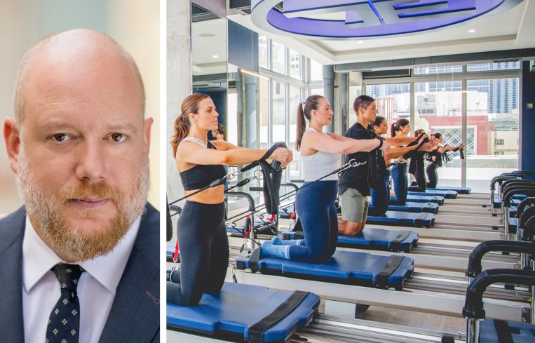 Alex Beard of RIPCO Real Estate and members taking classes at a Jetset pilates studio.