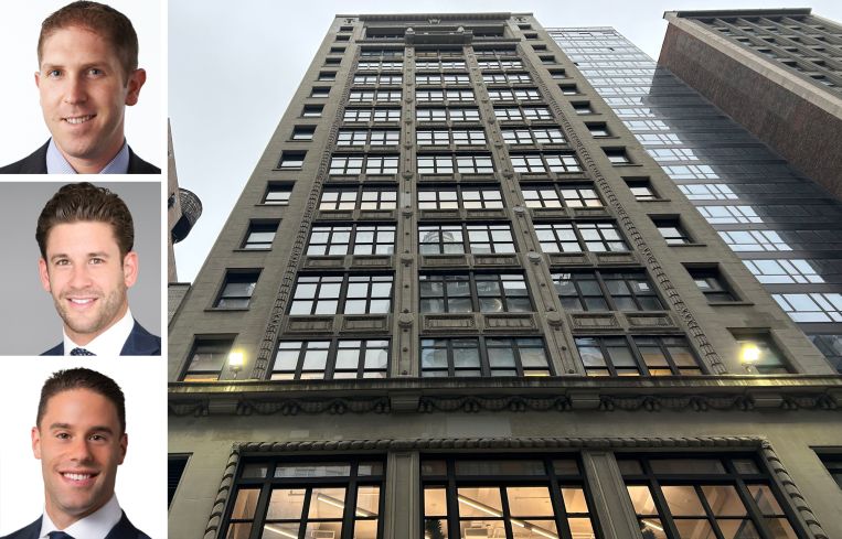 ABS Real Estate Partners' Ben Waller, Newmark's Cooper Weisman and Dylan Weisman, and 29 West 38th Street.