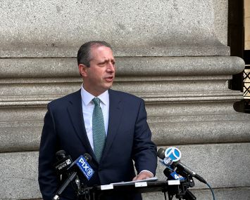 Brad Lander speaks at a press conference.