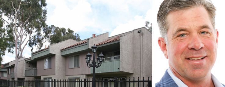 An affordable housing project in Baldwin Park, Calif., and Paul Odland of Belveron Partners.