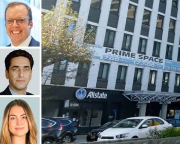 CBRE's Christopher Mansfield, Craig Reicher, and Julia Passante, and 60 Bay Street, Staten Island.