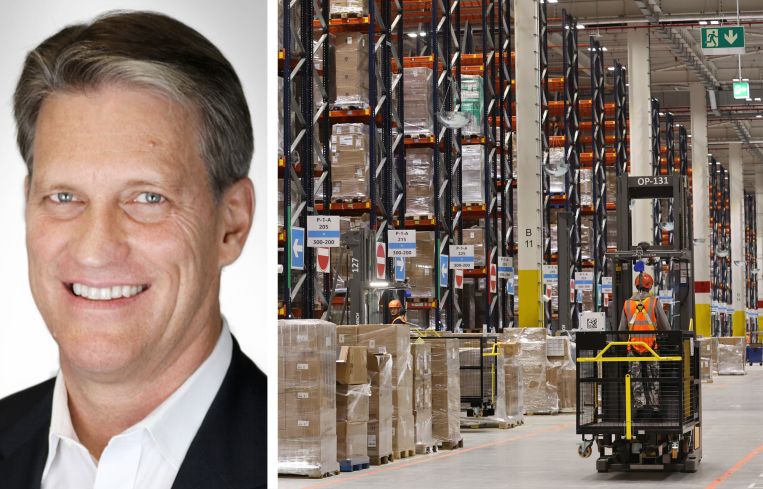 The Klabin Company's Courtney Bell and a warehouse interior.