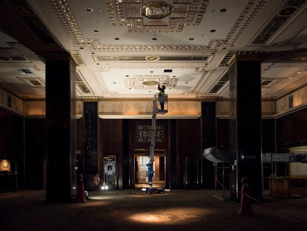 Restoration being done to a hotel lobby.