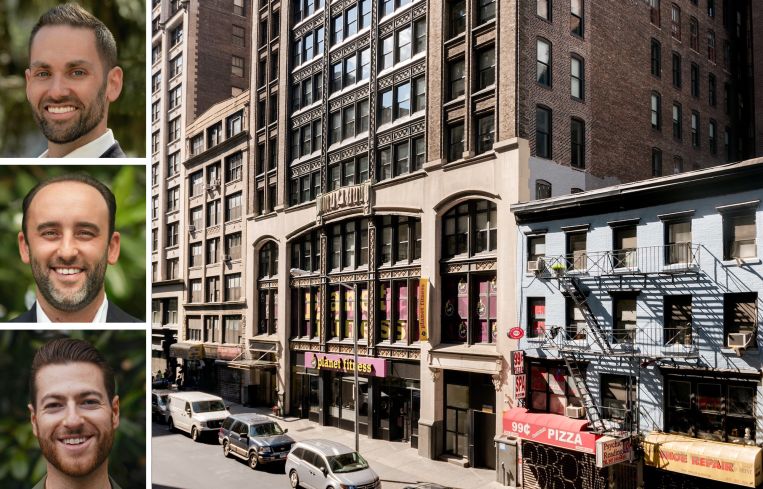MasonRE's David Abrams, Eliot Goldschmidt, and Jeff Jacobson, and 158 West 27th Street.