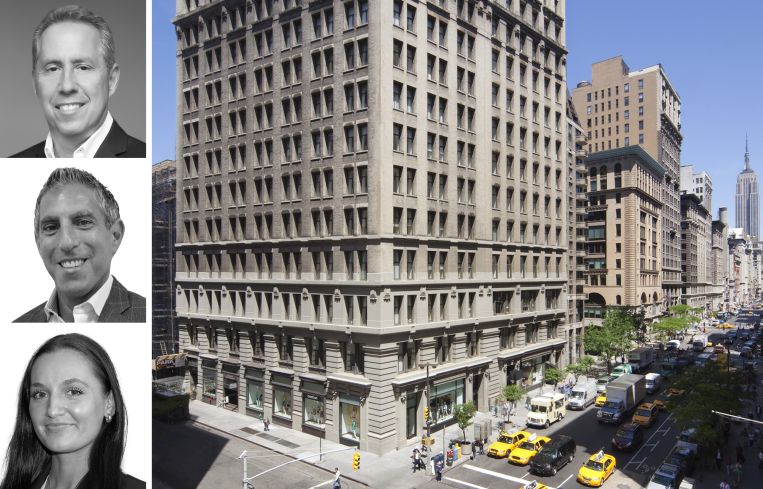 Newmark's David Falk, Daniel Levine, and Paige Raisides, and 101-104 Fifth Avenue.