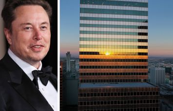 Elon Musk and 444 South Flower Street, Los Angeles.