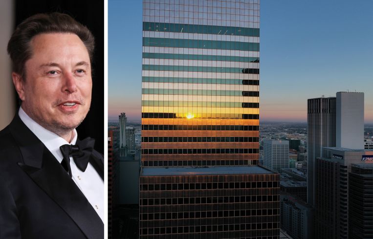 Elon Musk and 444 South Flower Street, Los Angeles.