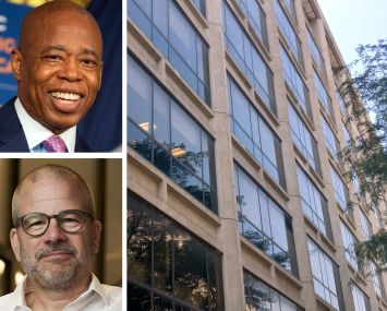 Mayor Eric Adams, NYCEDC President and CEO Andrew Kimball, and 100 Gold Street.