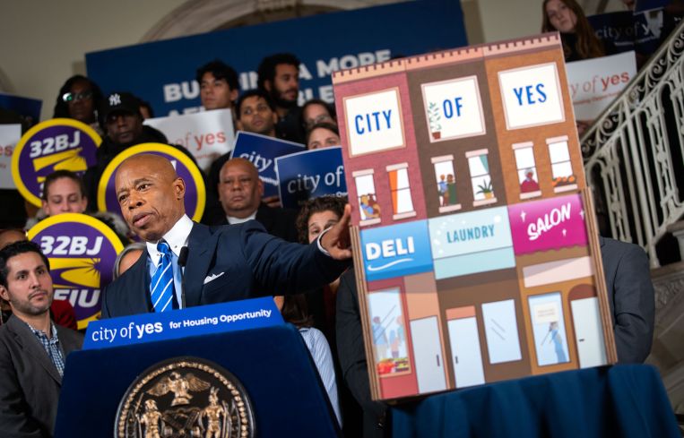 Mayor Eric Adams holds a press conference following the New York City Council’s passage of the “City of Yes for Housing Opportunity” proposal.