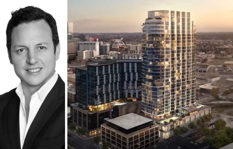 SomeraRoad's Ian Ross and a rendering of Pendry Nashville Hotel & Residences.