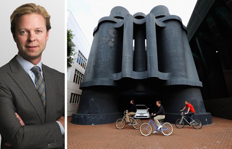 W.P. Carey CEO Jason E. Fox and the Binoculars Building in Venice, Calif.