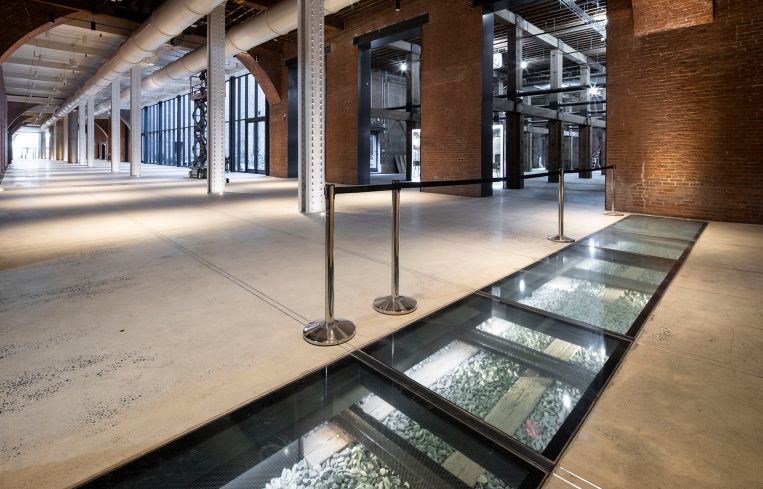 Terminal Warehouse includes views into the tunnel floor to highlight the building's past.