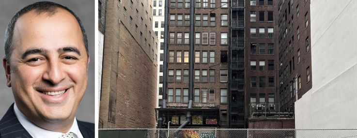 Lev Kimyagarov of Development Site Advisors, and a vacant lot at 8 West 45th Street.