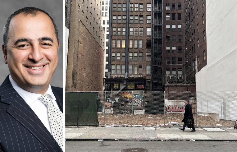 Lev Kimyagarov of Development Site Advisors, and a vacant lot at 8 West 45th Street.